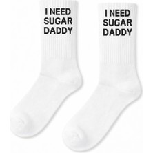 Carnaval Socks I Need Sugar Daddy Yazılı Beyaz Tenis Çorap