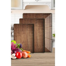 Decovetro 3'lü Cam Kesme Tahtası ve Sunumluk Eski Ahşap Desenli 20 x 30, 25 x 35 ve 30 x 40 cm