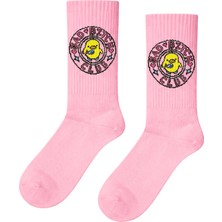 Carnaval Socks Bad Bitch Yazılı Civciv Desenli Pembe Tenis Çorap
