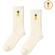 Carnaval Socks Ananas Nakışlı Unisex Açık Sarı Çorap