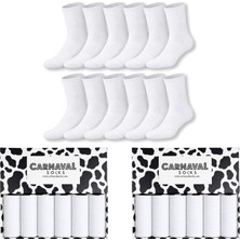 Carnaval Socks Carnaval Terry Beyaz 12\'li Eko Unisex Soket Çorap Seti