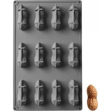 Cesil Silikon Pasta ve Kek Kalıbı - 12 Gözlü Yer Fıstığı 3d 