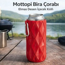 Mottopi Elmas Desenli Bira Kılıfı,Bira Çorabı,İçecek Kılıfı, Biranız Isınmasın Eliniz Üşümesin Gizli 500 ml Şişe Teneke Termos Kılıf-KIRMIZI