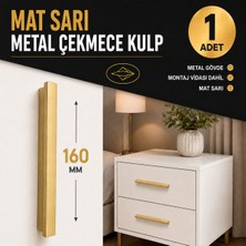 Badem10 Özen 160 mm 16 cm Mat Sarı Metal Mobilya Kulpu Uzun Çekmece Dolap Kapak Mutfak Dolabı Kulbu
