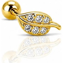 Nur Silver Yapraklı Çelik Tragus Küpe NUR-KE03397