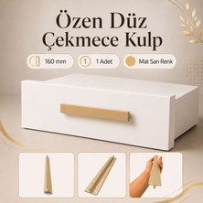 Badem10 Özen Düz Mat Sarı Metal Çekmece Kulpu 160 mm Mobilya Dolap Kapak Kulp Mutfak Banyo Vestiyer Kulbu