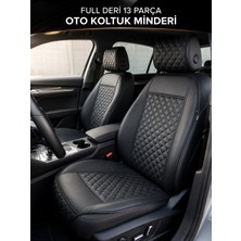 NewDeco Full Deri 13 Parça Oto Koltuk Minderi | Su Geçirmez | Kaymaz Dot Taban | Universal Binek & Suv Araç Uyumlu