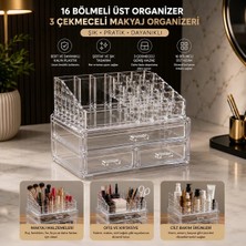 Limeks Home 16 Bölmeli Akrilik Makyaj Organizeri Şık ve Kullanışlı Rujluk Kutu