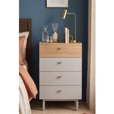 Robin Home Rhode Şifonyer 4 Çekmeceli Ahşap Ayaklı Kumsal-Sepet