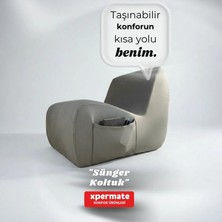 Xpermate Sünger Koltuk Tekli Yer Koltuğu Taşınabilir İskeletsiz Armut Koltuk Salon, Çocuk Odası, Balkon Gri