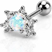 Nur Silver Hologram Taşlı Çelik Tragus Küpe NUR-KE03362