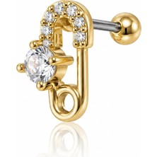 Nur Silver Taşlı Topluiğne Çelik Tragus Küpe NUR-KE03368