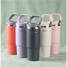 Tantitoni TNT-8695835422602-GING V200M-001-01-MOR Paslanmaz Çelik Tutmalı Pipetli Termos Bardak 900ML
