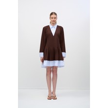 HANIQA Modern Stil Rahat Günlük Pileli Elbise