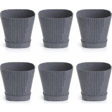 Hep İndirimli Zambak Dekoratif Plastik Saksı 8.8 Litre No:5 Antrasit 6 Adet