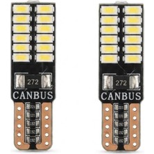 T10 24 Ledli Canbus Beyaz  Ampul Driver'lı Iç Aydınlatma Park Plaka Aydınlatma 4 Adet Dcpower