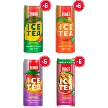 Züber Ice Tea Soğuk Çay Deneme Paketi 250ml x 24 Adet (Limon, Şeftali, Tropik, Mango&Greyfurt)