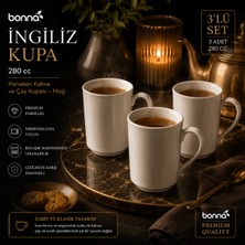 Bonnami Bonna Ingiliz Kupa Seti - Premium Porselen Kahve ve Çay Kupası 280 cc