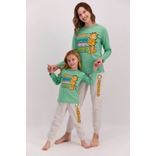 Garfield Lisanslı Mint Yeşili Kız Çocuk Pijama Takımı