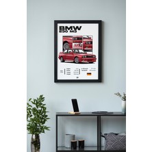Bmw E30 M3 Ahşap Çerçeveli Poster Tablo – Klasik M Efsanesi Tasarım