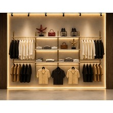 MD Vitrin Dekorasyon Mağaza Raf Sistemi, Askılık Sistemi, Butik Rafı, Mağaza Stand, Giyinme ODASI-365*200