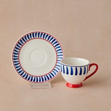 Karaca Deep Kahve Fincan Takımı  90 ml Mavi Çizgili