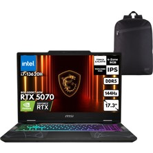 MSI Msı Cyborg 17 I7-13620H 40-Gbddr5 1 Tbssd RTX5070 (8GB-GDDR7-60W) 17.3" Fhd 144Hz Freedos + Qb Sırt Çantası B13WGKG-251XTRQB5
