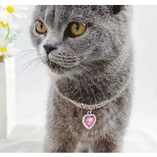 Pawde Luxe Prenses Kalp Kristal Kedi Kolye Tasması - Yapay Elmaslı Köpek ve Kedi Zinciri