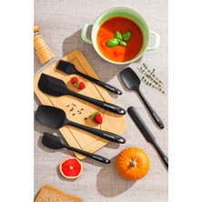 Empressco 6 Parça Siyah Silikon Spatula Seti, Mutfak Için Çok Amaçlı ve Dayanıklı