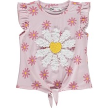 Civil Girls Papatya Desenli 2-5 Yaş Tişört - Pudra