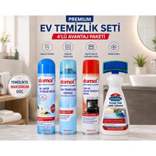 Premium Ev Temizlik Seti 4'lü -Domol Wc Köpüğü + Cam Temizleyici + Fırın Temizleyici + Dr. Beckmann Halı Leke Çıkarıcı