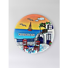 Mundy Kuşadası Polyester Kabartmalı Magnet Çap:6,5cm Dekoratif Hediyelik Buzdolabı Süsü (KOD:1387)