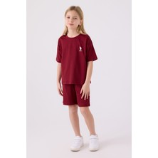 U.S. Polo Assn. U.S. Polo Assn Kız Çocuk Bordo Bermuda Takım US1848-C-V22