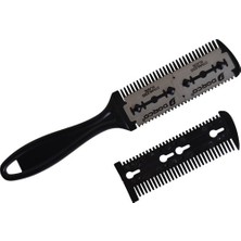 PolenPlus Çift Jiletli Tarak Saç Usturası Kırıkları Temizleme ve Kısaltma İçin 17 cm Siyah