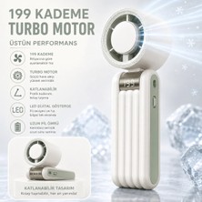 Tarçın Y19S Turbo Fan Şarjlı Mini Vantilatör 199 Kademeli Dijital Göstergeli Sessiz El Fanı