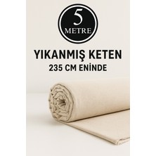 Morlay 5 Metre Yıkanmış Ham Naturel Keten Kumaş - 235 cm En - Organik - Doğal - Punch - Döşemelik Kumaş