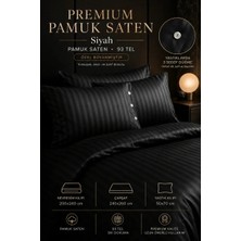 Morlay Premium %100 Pamuk Saten Oxford Düğmeli Çift Kişilik Çizgili Saten Nevresim Takımı