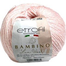 Etrofil Bambino Lux Pudra Pembe Yumuşak Örgü İpi %60 Merino Yünü %40 Akrilik 50g 160m (70309)