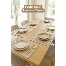 Morlay Lınen | 6 Adet Organik Ham Yıkanmış Keten Amerikan Servis 35 x 45 cm Sofra Sunum Seti