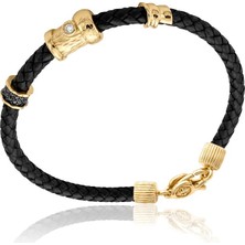 Lilarote Leonix Noir Altın Derili Erkek Bileklik