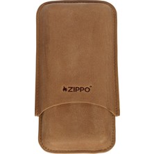 Zippo Açık Kahverengi Üçlü Deri Puro Kılıfı