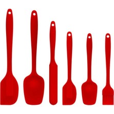 Empressco 6'lı Kırmızı Isıya Dayanıklı Yanmaz Silikon Spatula Seti