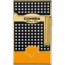 Cohiba Soft Flame & Tek Torch Pürmüz Sarı Siyah Nokta Desenli Puro Çakmağı