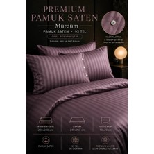 Morlay Premium %100 Pamuk Saten Oxford Düğmeli Çift Kişilik Çizgili Saten Nevresim Takımı