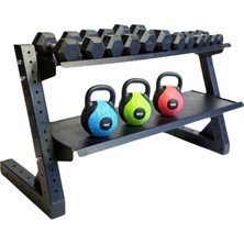 CEYSPORT Iki Katlı Dambıl ve Kettlebell Standı – Profesyonel Ağırlık Rafı