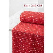 Morlay Pamuklu Kırmızı Kalpli Baskılı Kumaş En: 240 cm Nevresim, Çarşaf, Yastık Kılıfı, Elbise, Çanta