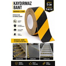 Artlantis Merdiven Kaydırmaz Bant Sarı Siyah 50MM 1 Adet Mas Güvenlik Uyarı Bandı 5 Metre 5 cm Yapışkanlı Basamak Mermer Beton