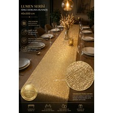 Morlay Lumen Serisi | Silver 40X300 cm Simli Dokuma Uzun Runner Modern Lüks Masa Örtüsü 8-10 Kişilik