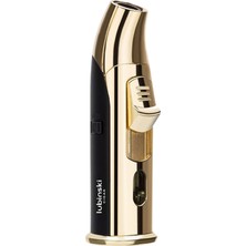 Lubinski Tek Torch Pürmüz Siyah Gold Metal Masa Tipi Puro Çakmağı