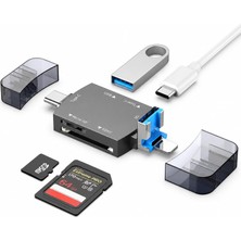 CoverZone Alüminyum Kasa USB 3.0 Otg USB C - Sd Tf Kart Okuyucu iPhone Lightning SYD-A1C